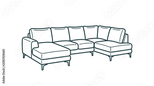 Fotografie Modern sectional sofa with chaise lounges illustration.