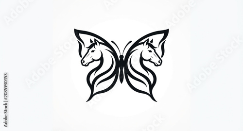 Konstfotografi Creative black and white vector logo design featuring a stylized butterfly with