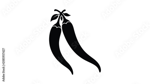Fotografía Two Chili Pepper Silhouettes Black On White Background
