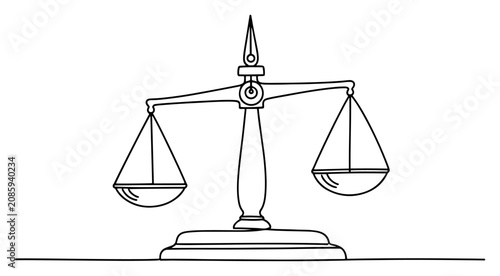 Obraz na płótnie Scales of justice representing law and balance in line art style