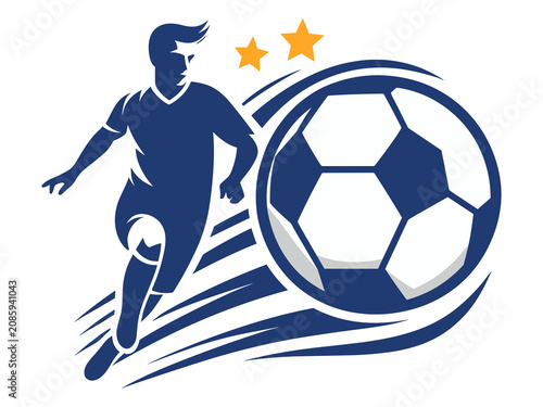 Fast Forward Soccer Striker Silhouette, Football Speed Motion Icon, Vector Athletic Graphic Element