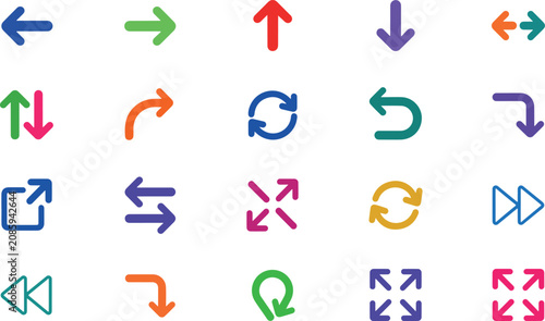 Fotografie Collection of colorful arrow icons for navigation and direction