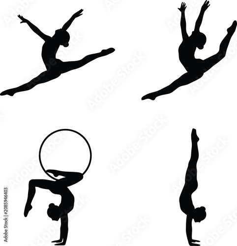 Фотография female gymnast rhythmic gymnastics silhouette poses vector clipart graphic eleme
