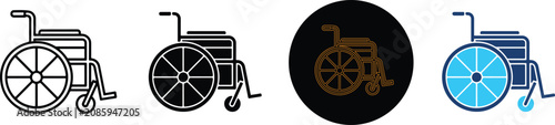Set of four distinct wheelchair icon designs for accessibility UI
