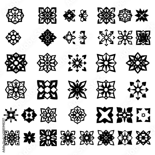 Принти на полотні Abstract symbols set with a grid of 80 geometric icons arranged in 8 rows and 10