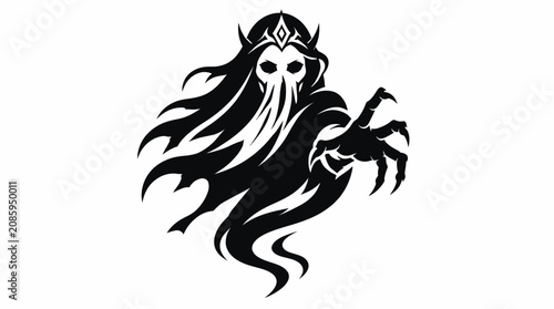 Quadro su tela Spectral skeletal ghost figure reaching forward.