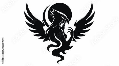 Картината върху платно Mythical phoenix bird profile silhouette vector