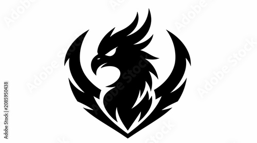Tableau sur toile Mythical phoenix firebird crest silhouette logo icon.