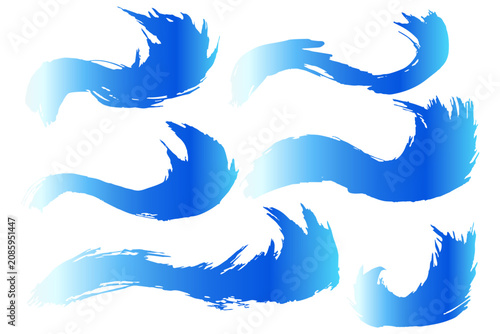 波と海をイメージした手描きブラシストローク ベクターイラスト