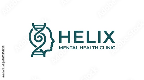 Cuadro en lienzo Helix mental health clinic logo with profile and DNA.