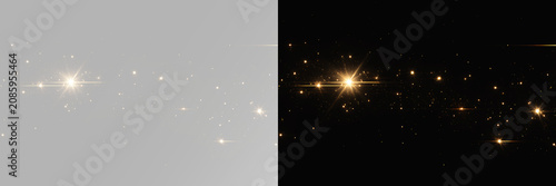 Bild auf Leinwand Golden glowing firework stars with radiant celebration lights, explosive sparkl