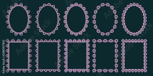 Photography Lace frame edge with border scallop heart and trim circle square