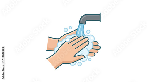 Canvastavla Washing Hands with Soap Vector Illustration