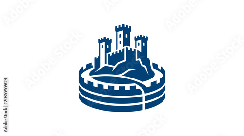 Foto Fortress on hill logo with circular stone wall.