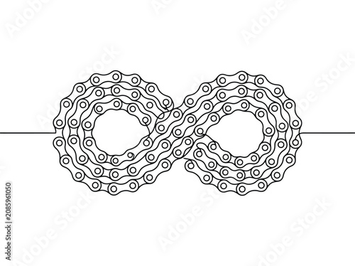 Endless loop bicycle chain symbolizing infinite journeys and constant motion through life's travel