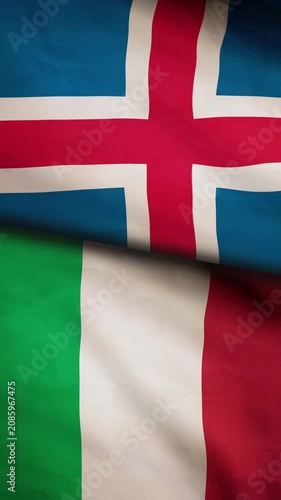 Iceland and Italy flag vertical