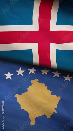 Iceland and Kosovo flag vertical