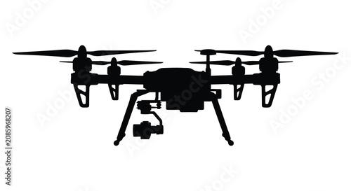 Fotografie Drone Silhouette Against White Background Aerial Vehicle Shape