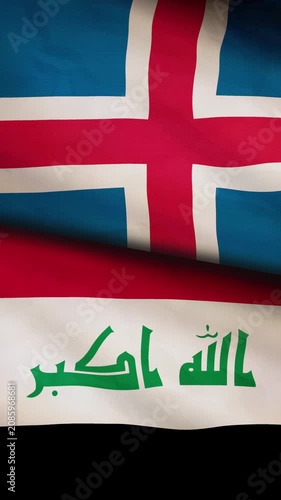 Iceland and Iraq flag vertical