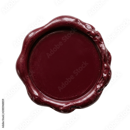 Dark red wax seal stamp isolated on transparent background for premium vintage correspondence