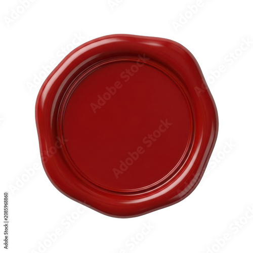 Smooth red wax seal isolated on transparent background for elegant wedding invitation design