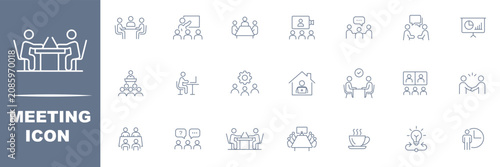 Photos Meeting set of web icons
