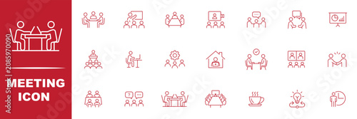 Obraz na plátně Meeting set of web icons