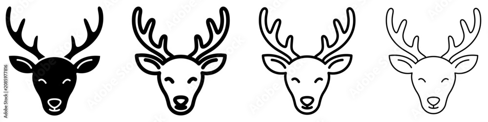 Fototapeta premium Deer head line icon for wildlife and nature design. Vector illustration.