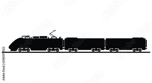 Foto Train Silhouette On White Background Minimalist Transportation Design