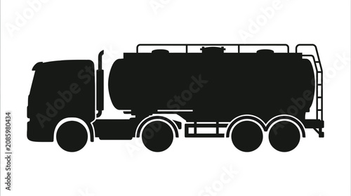 Canvastavla Tanker truck silhouette against a white background side view