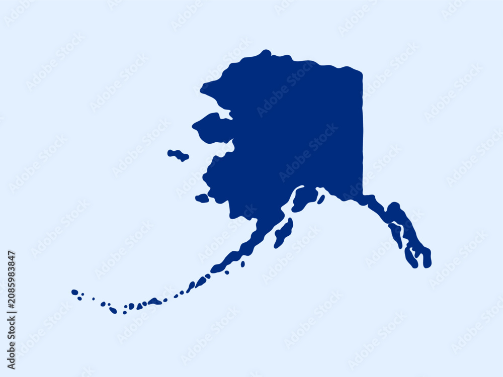 Fototapeta premium Doodle-style illustration of the Alaska state map, featuring the recognizable shape of Alaska in a simple, hand-drawn design.