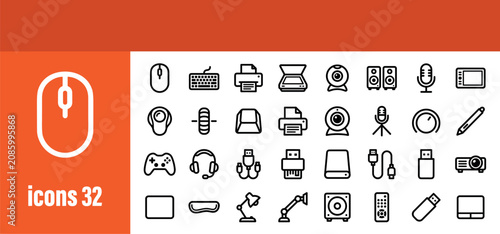 Foto Electronics and Peripherals Outline Icons Set