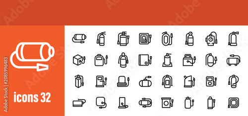 Foto Hose and fire extinguisher icon set