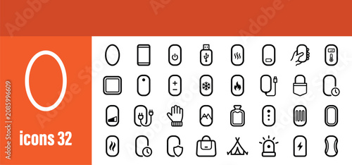 Cuadro en lienzo Hand Icons: Gestures, Devices, and Symbols Representing Interaction and Care