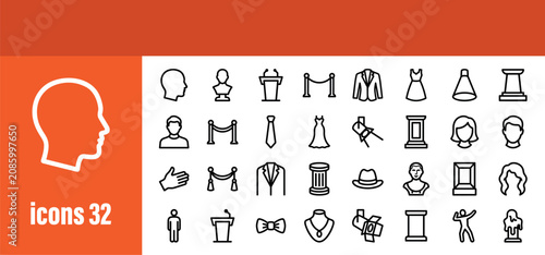 Photos Exhibition and Art Gallery Icons: Outline Symbols for Museums, Events, and Forma