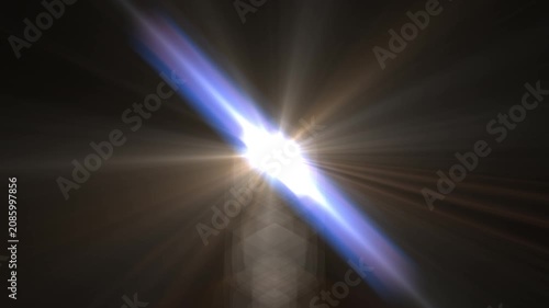 Dynamic light burst with blue and purple rays background