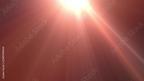 Vivid red light beams shine intensely. Radiant rays stretch across the frame