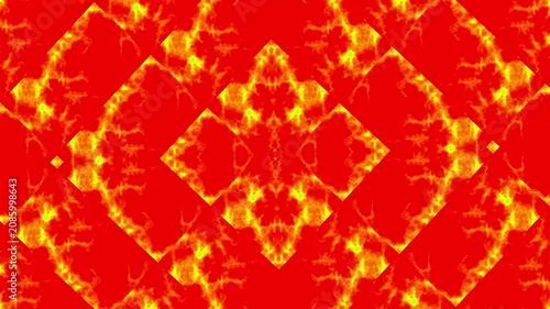 This eye-catching digital artwork features a symmetrical kaleidoscope pattern with bright, vivid colors and intricate geometric shapes