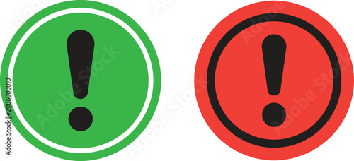 Photos Exclamation mark circular warning signs vector illustration for caution and alert messages set icons