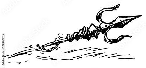 Fotografie Trishula trident of Shiva symbol in an artistic ink sketch style