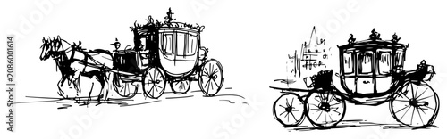 Canvastavla Royal horse-drawn carriage and vintage coach for historical transportation sketc