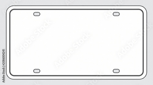 Blank white license plate with four holes