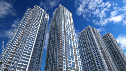 Modern High-Rise Residential Towers Under a Clear Blue Sky