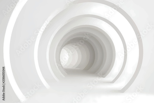 Canvas Print Simple White Circular Tunnel 3D Background