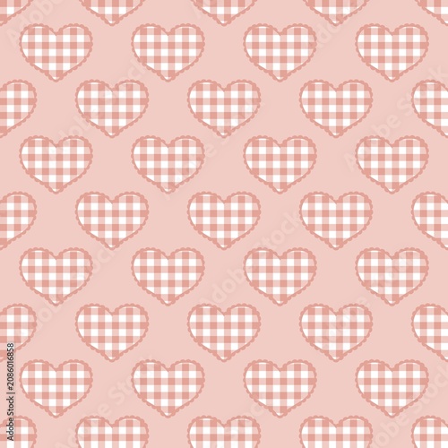 фотографія Tender peach pink plaid hearts layered subtly on a light dusty pink canvas