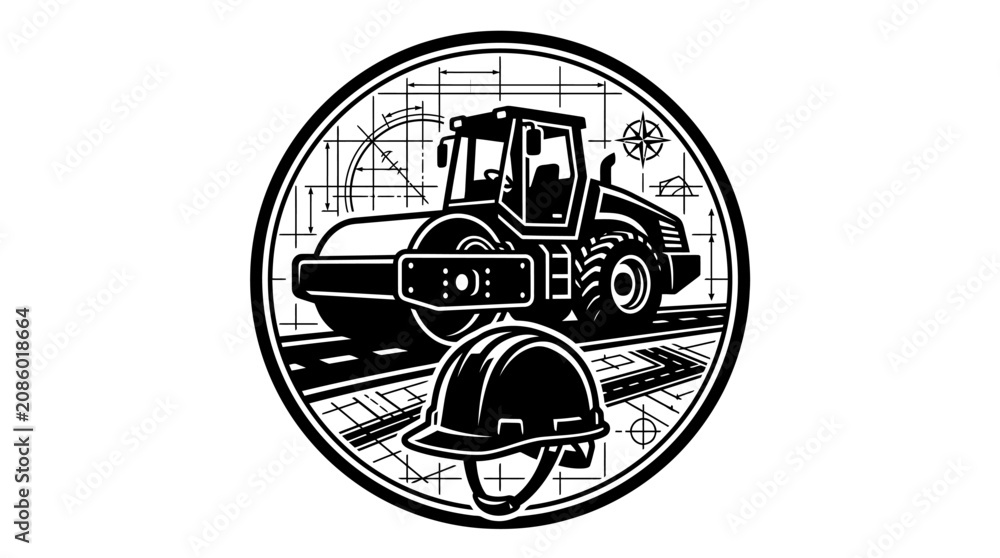 Bild auf Leinwand Construction Roller and Hard Hat.