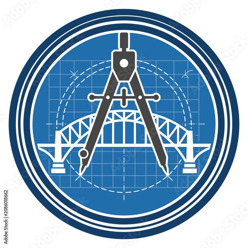 Schilderij op canvas Compass Drafting Tool Engineering Design.