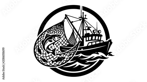 Foto Fishing boat with large fish.