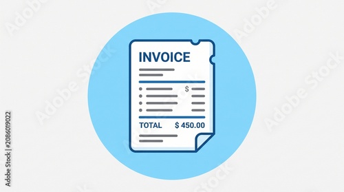 Invoice document with total amount of money