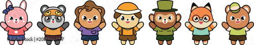 Photography Cute animal characters vector set in school uniform